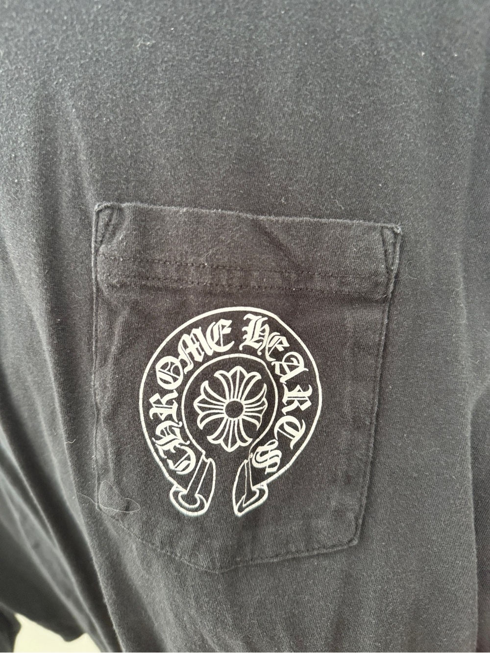 Chrome Hearts Black Tee with White Pocket Crest